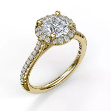 Load image into Gallery viewer, FANA Delicate Round Halo And Pave Band Engagement Ring