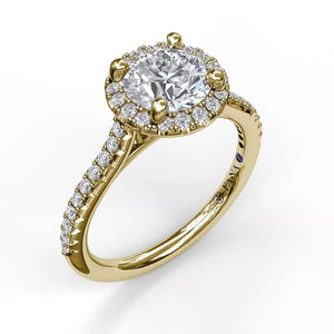 FANA Delicate Round Halo And Pave Band Engagement Ring