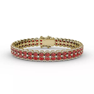 Fana Double Oval Ruby and Diamond Bracelet