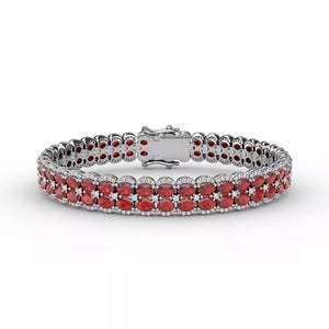 Fana Double Oval Ruby and Diamond Bracelet