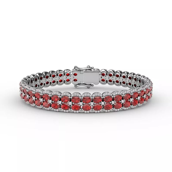 Fana Double Oval Ruby and Diamond Bracelet