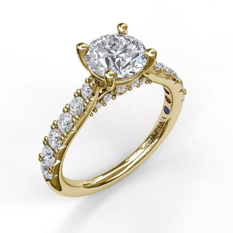 FANA Delicate Classic Engagement Ring Setting with Delicate Side Detail