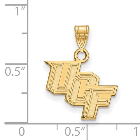 Sterling Silver Gold-plated LogoArt University of Central Florida U-C-F Small Pendant