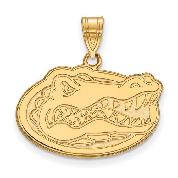 Sterling Silver Gold-plated LogoArt University of Florida Gator Medium Pendant