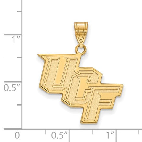 Sterling Silver Gold-plated LogoArt University of Central Florida U-C-F Large Pendant