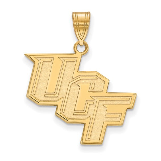 Sterling Silver Gold-plated LogoArt University of Central Florida U-C-F Large Pendant