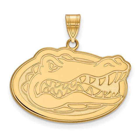 Sterling Silver Gold-plated LogoArt University of Florida Gator Large Pendant