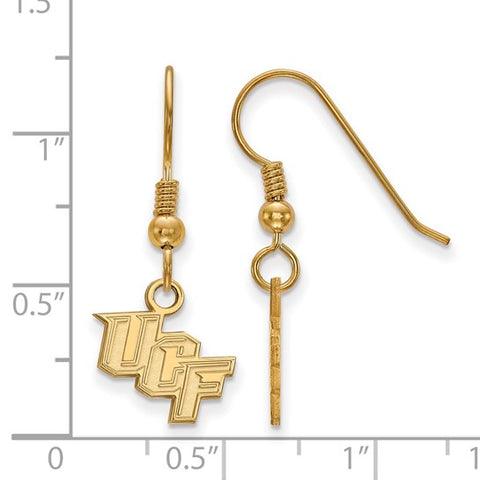 Sterling Silver Gold-plated LogoArt University of Central Florida U-C-F Extra Small Dangle Wire Earrings