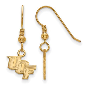 Sterling Silver Gold-plated LogoArt University of Central Florida U-C-F Extra Small Dangle Wire Earrings