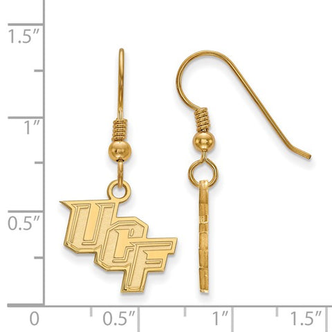 Sterling Silver Gold-plated LogoArt University of Central Florida U-C-F Small Dangle Wire Earrings