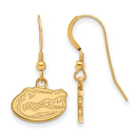 Sterling Silver Gold-plated LogoArt University of Florida Gator Dangle Wire Earrings