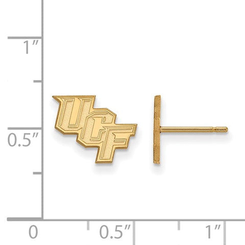 Sterling Silver Gold-plated LogoArt University of Central Florida U-C-F Extra Small Post Earrings