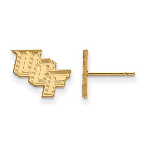 Sterling Silver Gold-plated LogoArt University of Central Florida U-C-F Extra Small Post Earrings