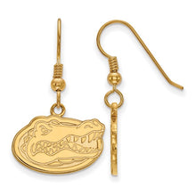 Load image into Gallery viewer, Sterling Silver Gold-plated LogoArt University of Florida Gator Small Dangle Wire Earrings