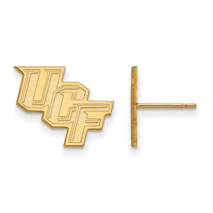 Sterling Silver Gold-plated LogoArt University of Central Florida U-C-F Small Post Earrings