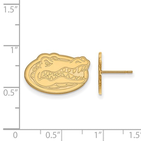 Sterling Silver Gold-plated LogoArt University of Florida Gator Small Post Earrings