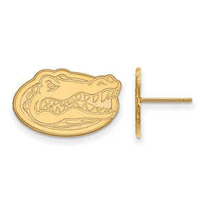 Sterling Silver Gold-plated LogoArt University of Florida Gator Small Post Earrings