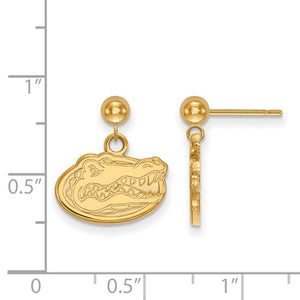 Sterling Silver Gold-plated LogoArt University of Florida Dangle Ball Post Earrings