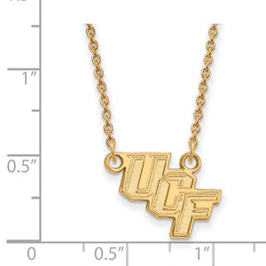 10k Yellow Gold LogoArt University of Central Florida U-C-F Small Pendant 18 inch Necklace