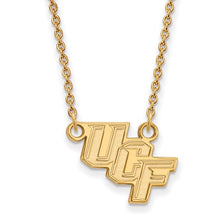 Load image into Gallery viewer, 10k Yellow Gold LogoArt University of Central Florida U-C-F Small Pendant 18 inch Necklace