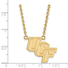 Load image into Gallery viewer, Sterling Silver Gold-plated LogoArt University of Central Florida U-C-F Large Pendant 18 inch Necklace