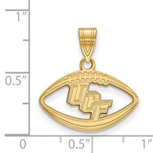 Load image into Gallery viewer, Sterling Silver Gold-plated LogoArt University of Central Florida U-C-F Football Pendant