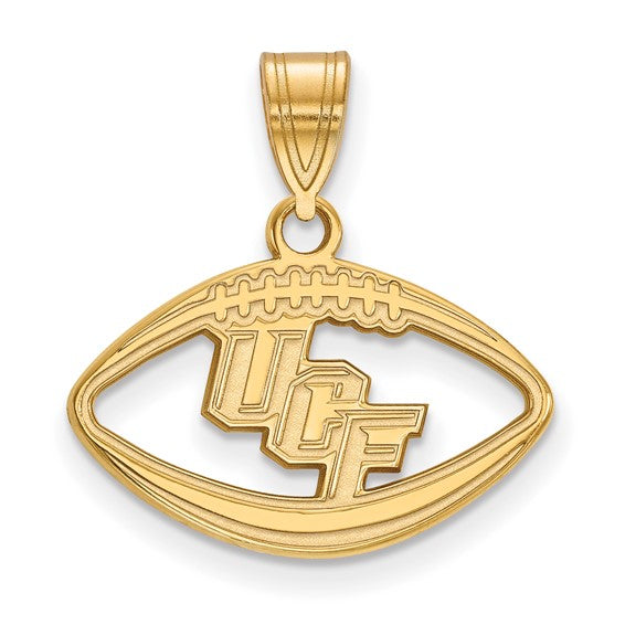 Sterling Silver Gold-plated LogoArt University of Central Florida U-C-F Football Pendant