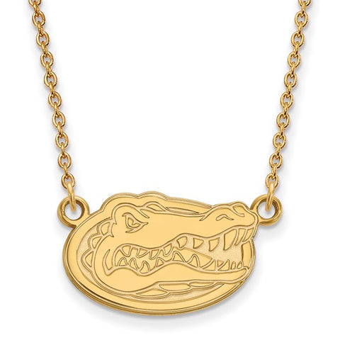 10k Gold LogoArt University of Florida Gator Small Pendant 18 inch Necklace