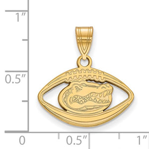 Sterling Silver Gold-plated LogoArt University of Florida Gator Football Pendant