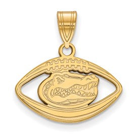 Sterling Silver Gold-plated LogoArt University of Florida Gator Football Pendant