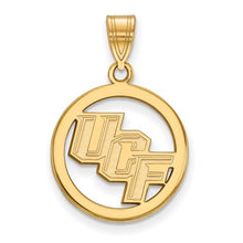 Load image into Gallery viewer, Sterling Silver Gold-plated LogoArt University of Central Florida U-C-F Medium Circle Pendant
