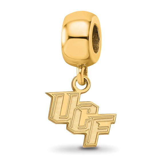 Sterling Silver Gold-plated LogoArt University of Central Florida U-C-F Extra Small Dangle Bead Charm
