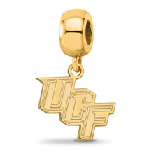 Load image into Gallery viewer, Sterling Silver Gold-plated LogoArt University of Central Florida U-C-F Small Dangle Bead Charm
