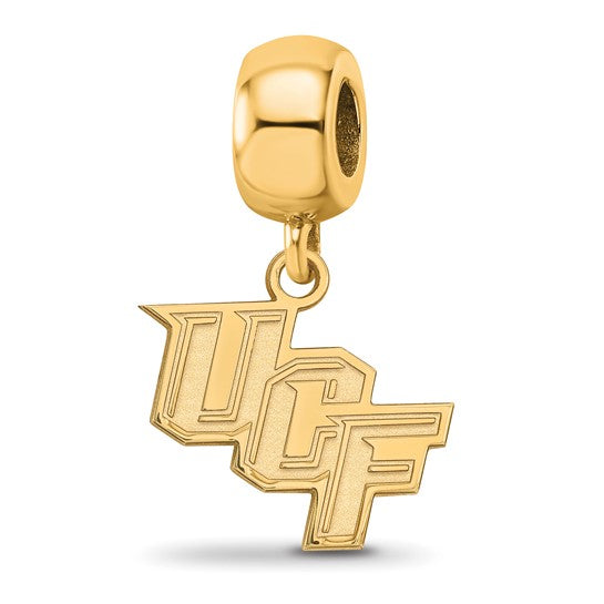 Sterling Silver Gold-plated LogoArt University of Central Florida U-C-F Small Dangle Bead Charm