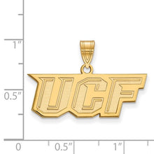 Load image into Gallery viewer, Sterling Silver Gold-plated LogoArt University of Central Florida U-C-F Medium Pendant
