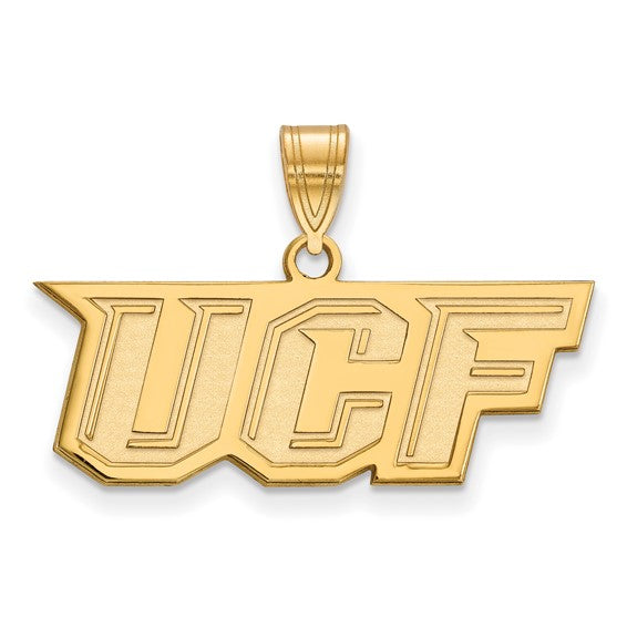 Sterling Silver Gold-plated LogoArt University of Central Florida U-C-F Medium Pendant