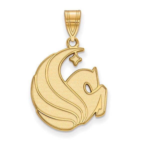 Sterling Silver Gold-plated LogoArt University of Central Florida Pegasus Large Pendant