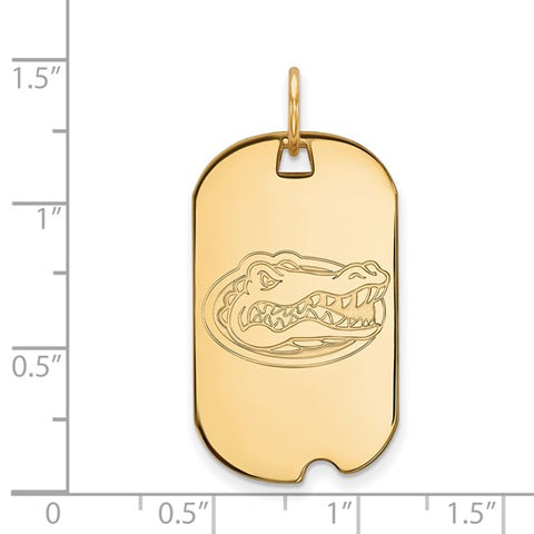 14k Gold LogoArt University of Florida Gator Small Dog Tag Pendant
