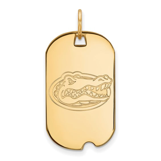 Sterling Silver Gold-plated LogoArt University of Florida Gator Large Dog Tag Pendant