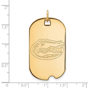 Sterling Silver Gold-plated LogoArt University of Florida Gator Large Dog Tag Pendant
