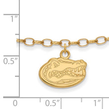 Load image into Gallery viewer, Sterling Silver Gold-plated LogoArt University of Florida Gator 9 inch Anklet