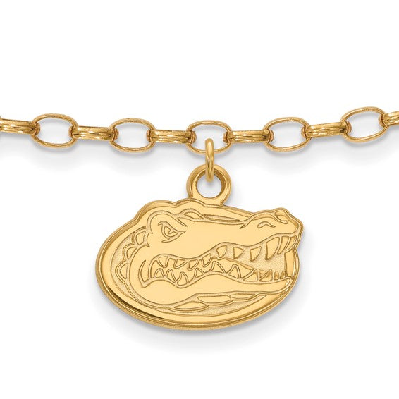 Sterling Silver Gold-plated LogoArt University of Florida Gator 9 inch Anklet