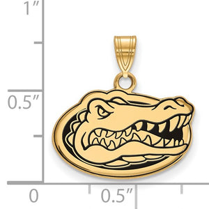 Sterling Silver Gold-plated LogoArt University of Florida Gator Small Enameled Pendant