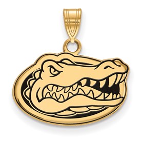 Sterling Silver Gold-plated LogoArt University of Florida Gator Small Enameled Pendant