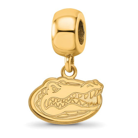 Sterling Silver Gold-plated LogoArt University of Florida Gator Small Dangle Bead Charm