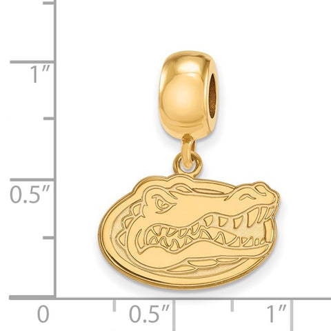 Sterling Silver Gold-plated LogoArt University of Florida Gator Small Dangle Bead Charm