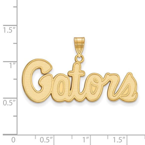 Sterling Silver Gold-plated LogoArt University of Florida Gators Script Medium Pendant
