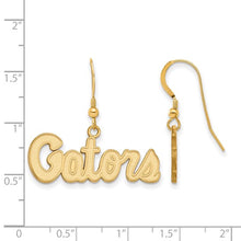 Load image into Gallery viewer, Sterling Silver Gold-plated LogoArt University of Florida Gators Script Dangle Wire Earrings