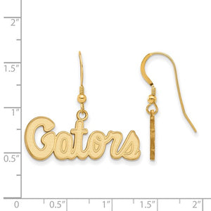 Sterling Silver Gold-plated LogoArt University of Florida Gators Script Dangle Wire Earrings