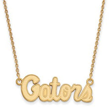 Load image into Gallery viewer, 14k Gold LogoArt University of Florida Gators Script Small Pendant 18 inch Necklace